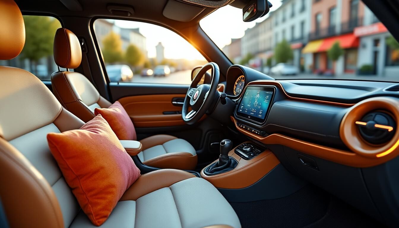 Découvrez l'intérieur raffiné de la Fiat Topolino, la citadine électrique qui allie style et confort. Avec son design charmant et ses équipements modernes, elle transforme chaque trajet en une expérience agréable. Plongez dans l'univers de la mobilité urbaine durable et chic avec la Fiat Topolino.